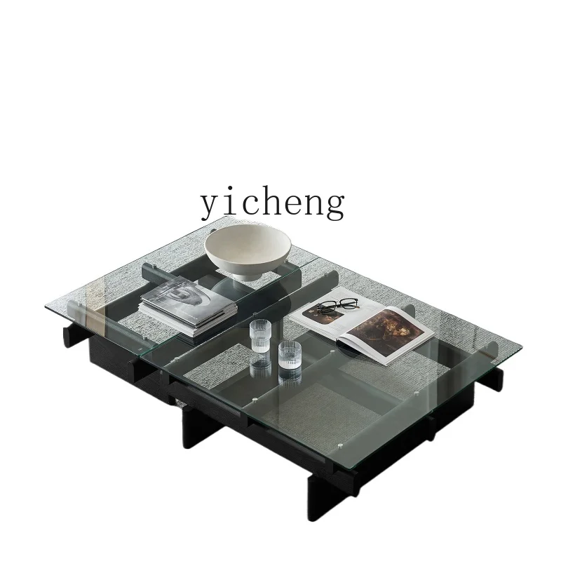 

Xl Coffee Table North American Black Oak Tea Table Living Room Solid Wood Glass Tea Table