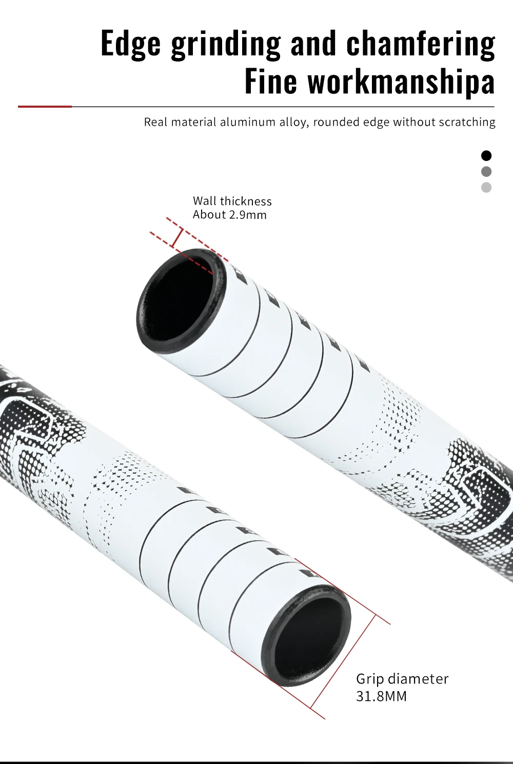 Nanlio Bunter 31,8 mm MTB-Riser-Lenker – 720/780 mm große Schwalbenstange, leichte Aluminiumlegierung für Mountainbikes und Rennräder – Detail 7