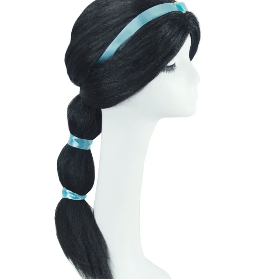 Aladdin\'s Lamp Halloween Girls Princess Jasmine Hair Black Long Wig Fancy Kids Women Wig Disguise Child Cosplay Unicorn Wig