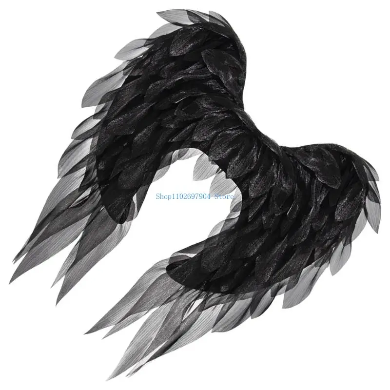 N7YF الأنيقة بالأبيض والأسود Angel Wing for Halloween Costumes Cosplay حدث مع الأشرطة القابلة للتعديل #4