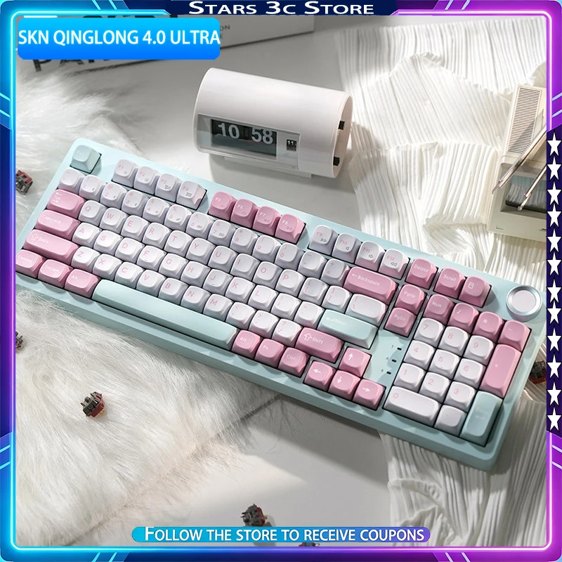 

SKN Qinglong 4.0 Ultra Mechanical Keyboard Wireless Tri Mode Dual 8k Low Latency Hot-swapping Gasket Customized Gaming Keyboard