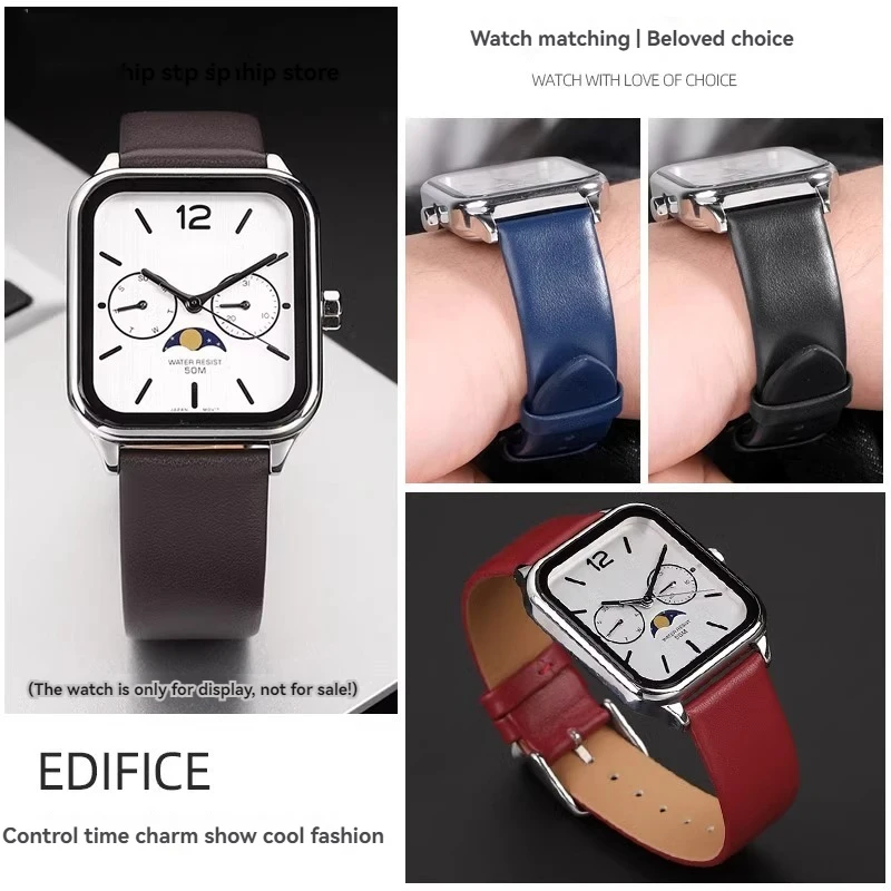 20mm Cowhide Watch Strap For Casio Small Square Moonphase MTP-M305 MTP-M300M/M300D Genuine leather Watchband Bracelet Wristband