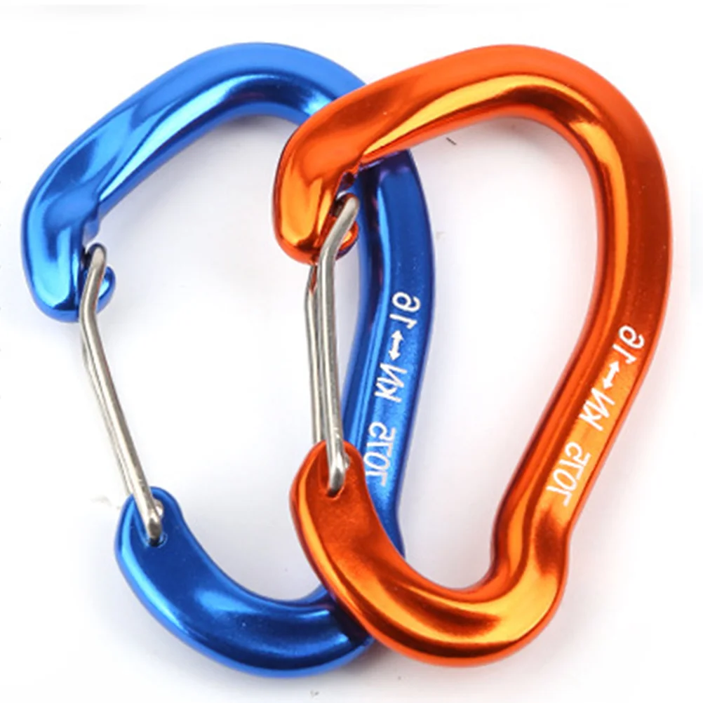 2 ชิ้น D รูป Carabiners Heavy Duty Buckle มัลติฟังก์ชั่ Carabiners ตะขอปีนเขาอุปกรณ์เสริมสําหรับ Camping Hiking (สีส้ม)