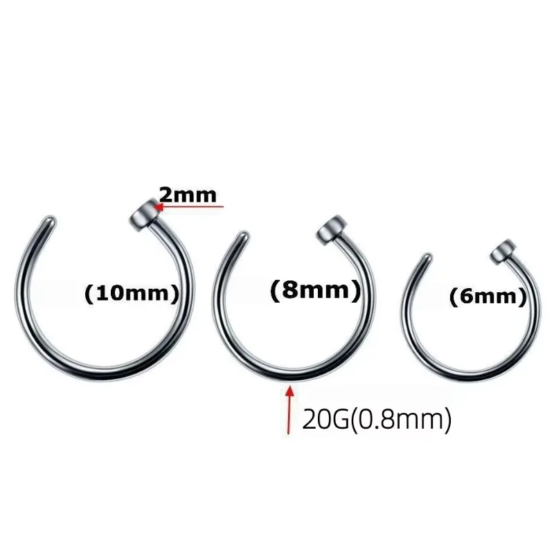 6pcs Stainless Steel Body Jewelry Piercing Earrings Nose Hoop Ring Unisex Earring Piercing Studs,Body Slave Jewelry 6mm 8mm 10mm