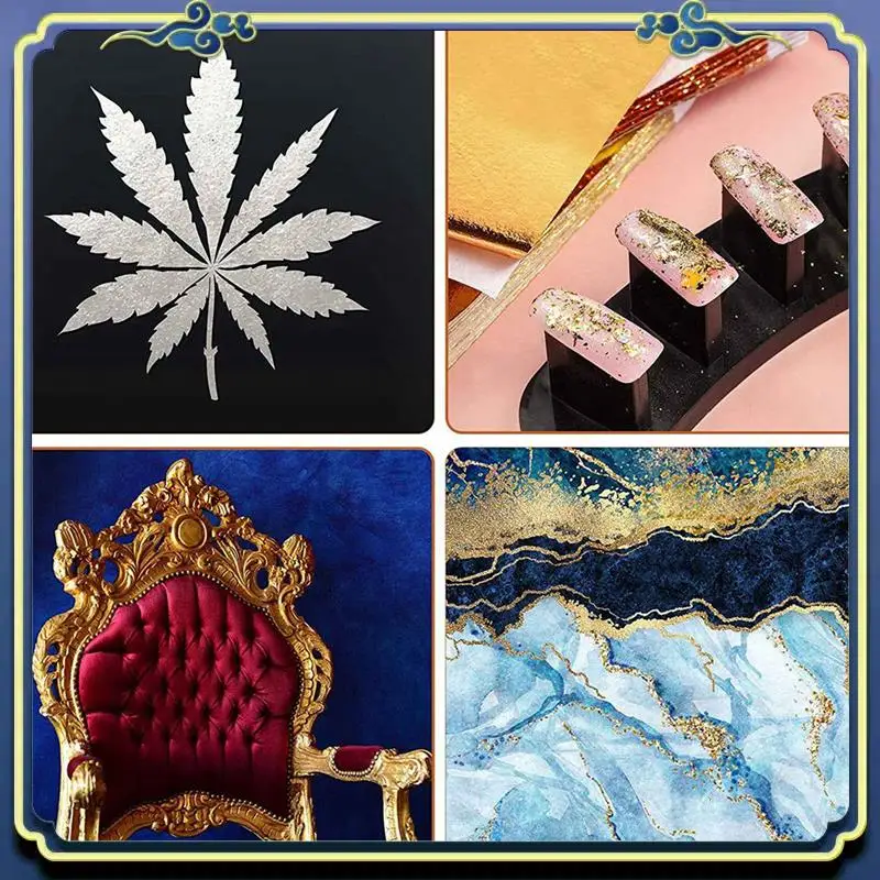 

Portable 800Pcs Imitation Gold Silver Copper Foil Papers Leaf Flake Gilding Sheets For Nail Party Decor DIY Art Crafts Paper