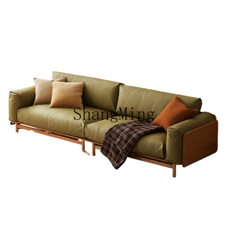 ZZJ Chinese retro style cherry wood sofa small apartment living room balcony technology cloth straight row solid wood sofa