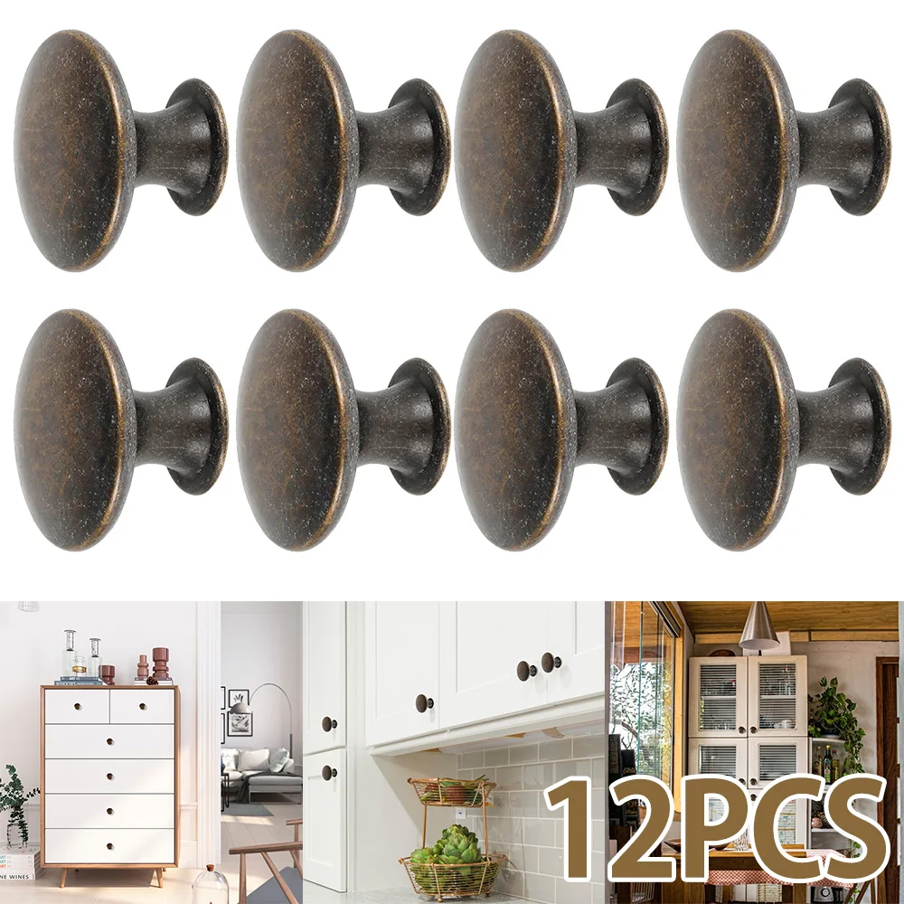 Vintage Knob Cabinet Handles Stainless Steel Drawer Hand Pulls Replacement Furniture Door Hardware Black Silver DIY Knobs