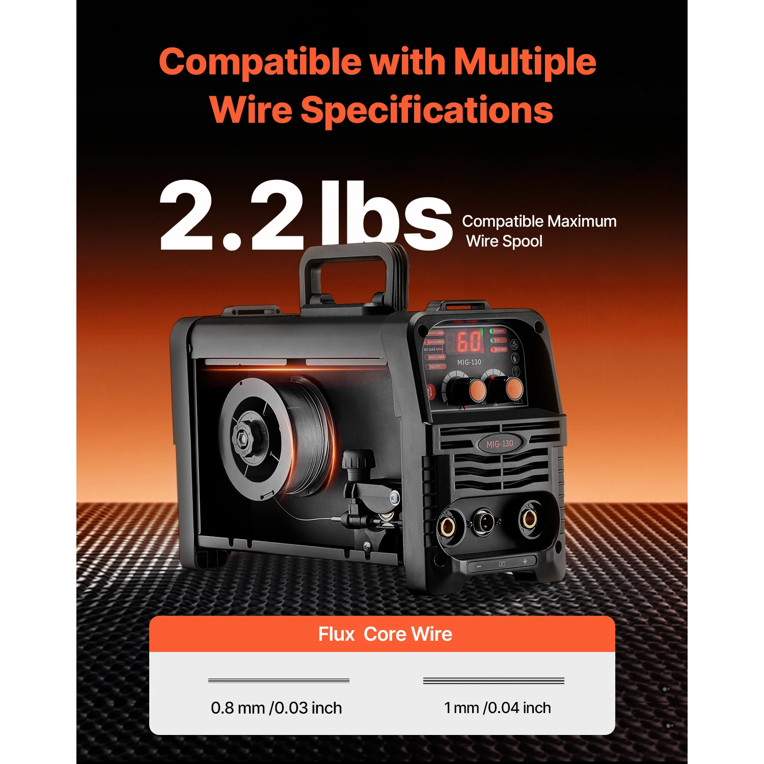 ماكينة لحام SucceBuy MIG 130Amp Mig ماكينة لحام Mig 3 في 1 ماكينة لحام Mig محمولة مع شاشة عرض رقمية بتقنية IGBT العاكس