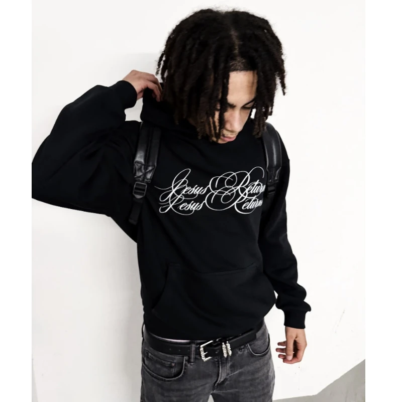 

2025 long sleeved pullover hoodie sweatshirt, dark retro punk printed jacket, y2k street trend ins