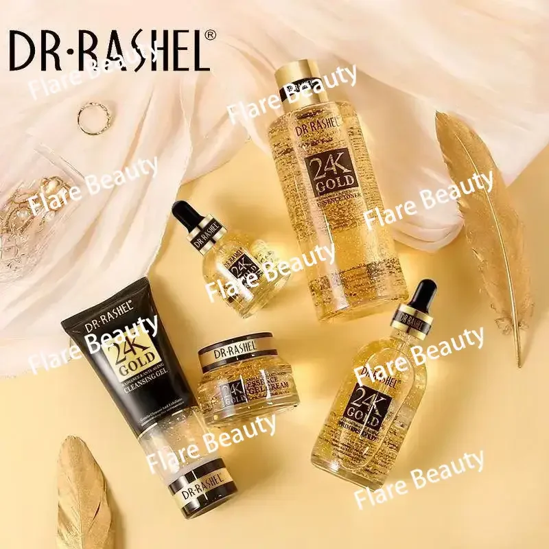 Dr. Rashel Luxury Gold Elixir Anti-Aging Set with 24K Gold - Deep Moisture Ultimate Brightening Visible Wrinkles Reduction