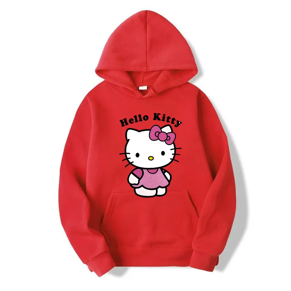 Sudadera con capucha con estampado de Hello Kitty para mujer, ropa básica Original, cálida y cómoda, clásica, a la moda