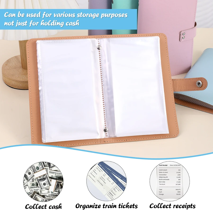 

Portable Savings Challenge Collar - $5000 Cash Organizer, Durable PU, Reusable for Daily Use Budget Planning Table