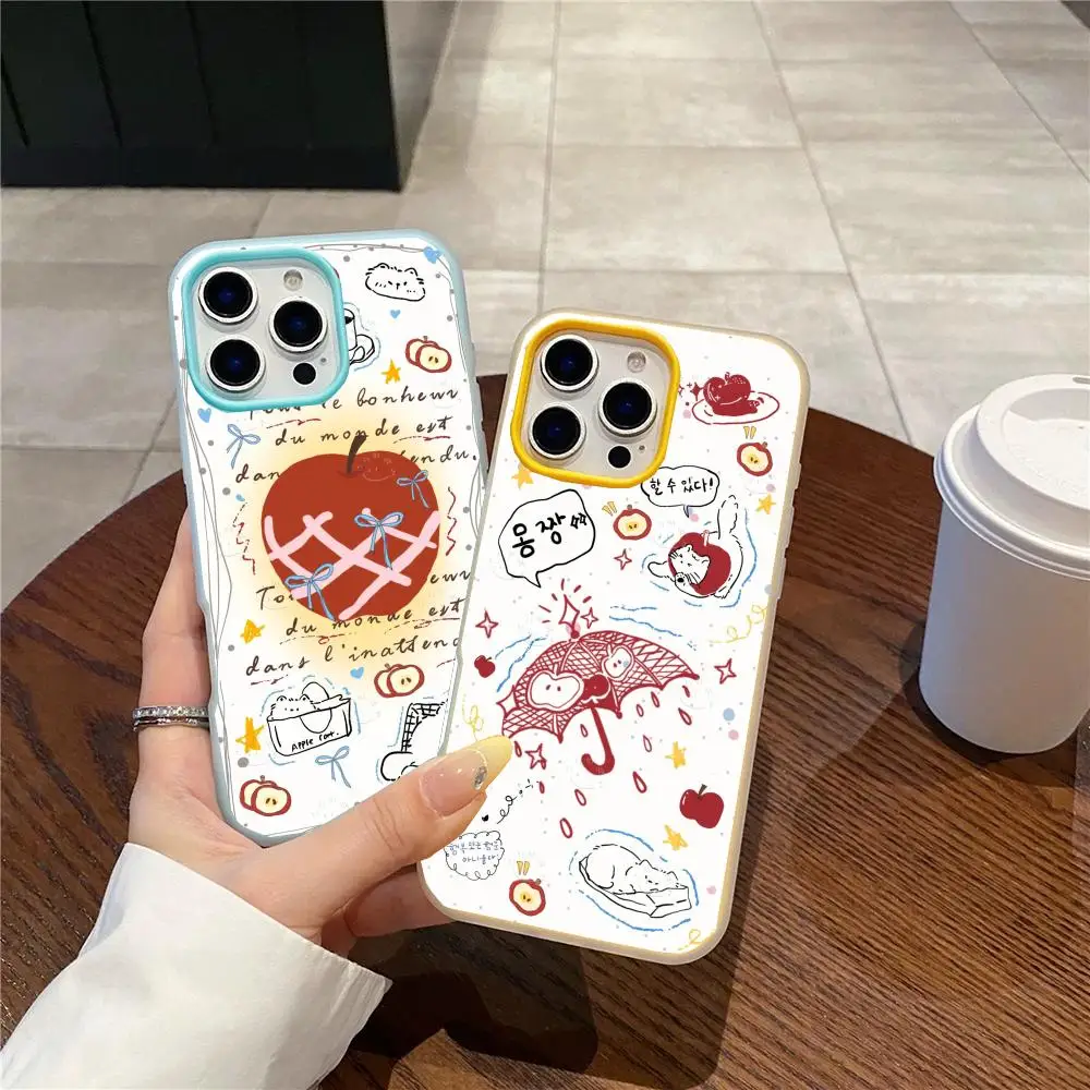 Minimalist Apple cat Phone Case Jelly Dual-Layer Shockproof Phone Case for iPhone 17promax Soft TPU Inner PC Back