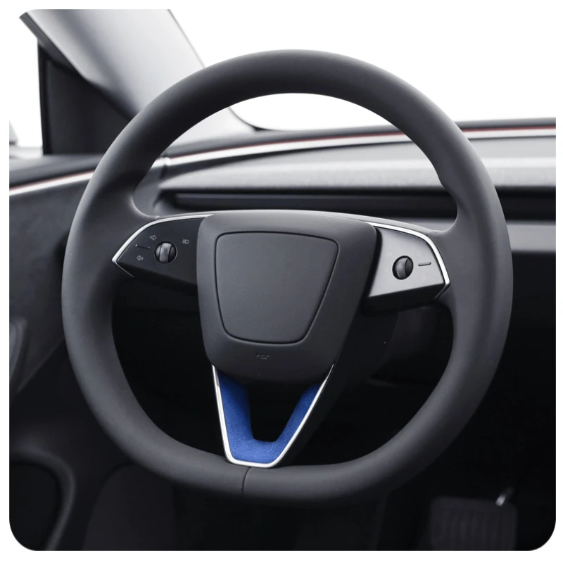 For Tesla New Model 3+ Highland 2024 Steering Wheel Patch U-shaped Sticker Alcantara Suede Decal Interior Modification Sticker