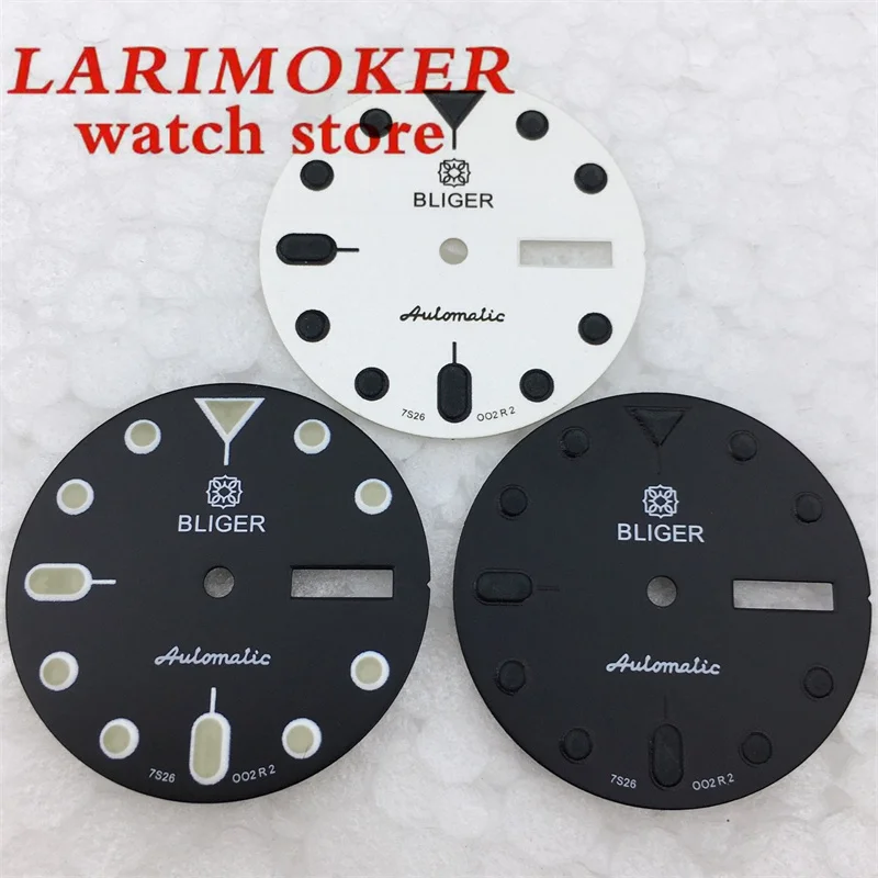 Esfera de reloj de 29mm para hombre, esfera blanca y negra, función luminosa, movimiento NH36, NH36A, accesorios de reloj