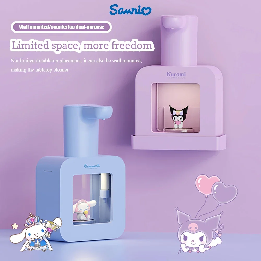 

Cute Sanrio Automatic Hand Sanitizer Dispenser Cinnamoroll Kuromi 400ml Cartoon Smart Hand Wash Contact Free Hand Soap Dispenser