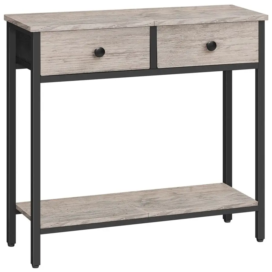 

29.5 Narrow Console Table with 2 Fabric Drawers, Small Entryway Table with 2Tier Storage Shelves, Sofa Table, Behind Couch Table
