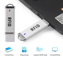 Portable Small U Disk RFID Reader 125Khz ID 13.56MHz IC Card Induction Smart USB Reader Writer Win/Android System Universal