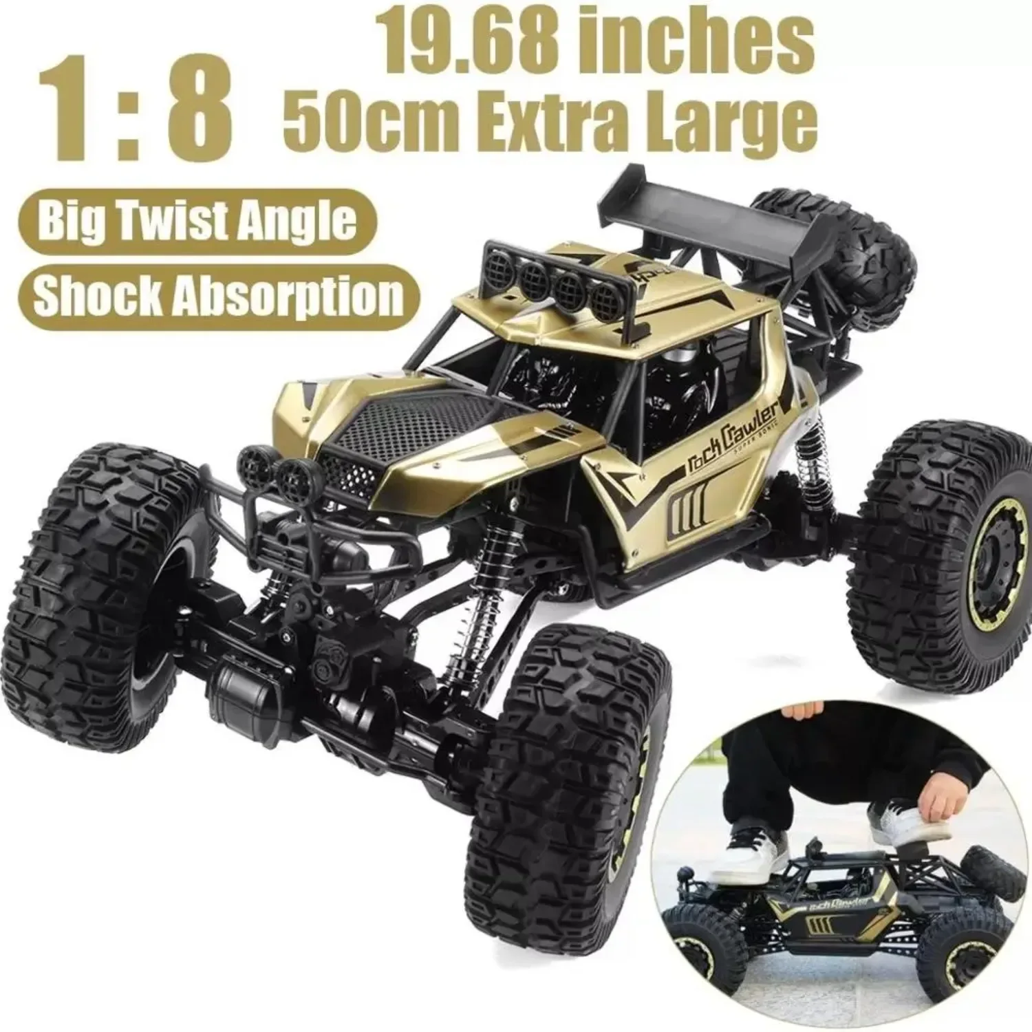 1:8 4WD RC Truck Oversized Alloy Metal Body Big 50cm RC Car Climbing Mountain Off-road 4x4 Vehicle Christmas Gifts Toys For Kids