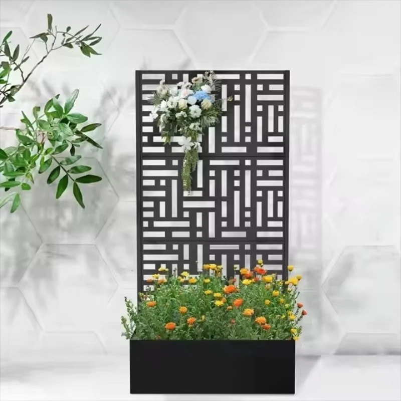 Home Garden Metal Flower Pot Landscape Galvanized Steel Flower Pot with Screen