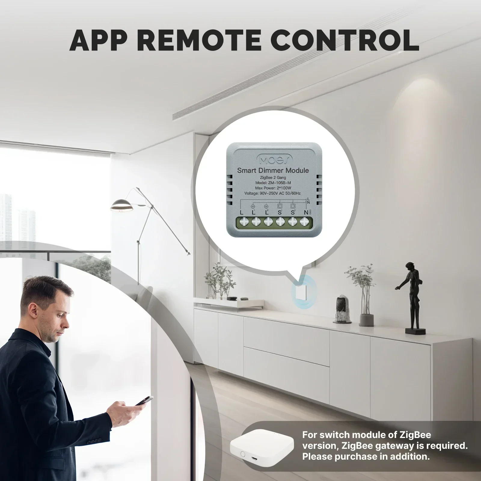 MOES-Mini interruptor inteligente Tuya WiFi/Zigbee, módulo de atenuación, interruptor de luz, Control remoto de 1/2 entradas, funciona con Alexa y