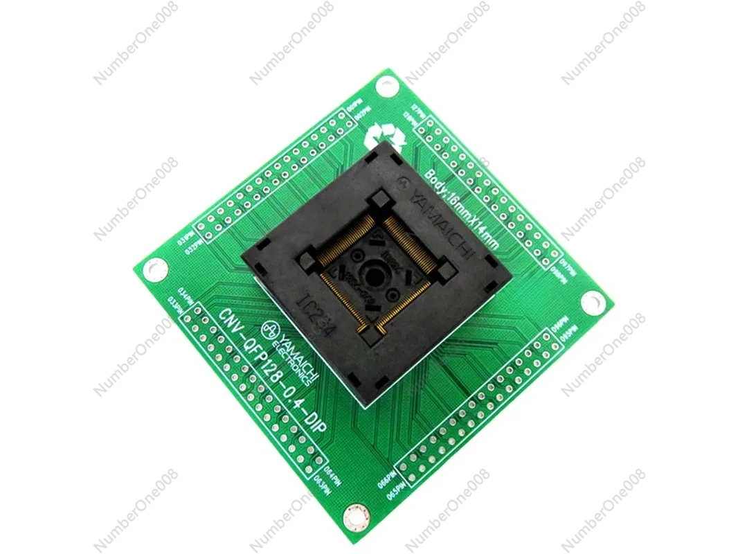 IC234-1284-043 QFP128 IC Test Socket Adapter 14x14mm Body 16x16mm Pitch 0.4mm for Chip Programming and Burn-in