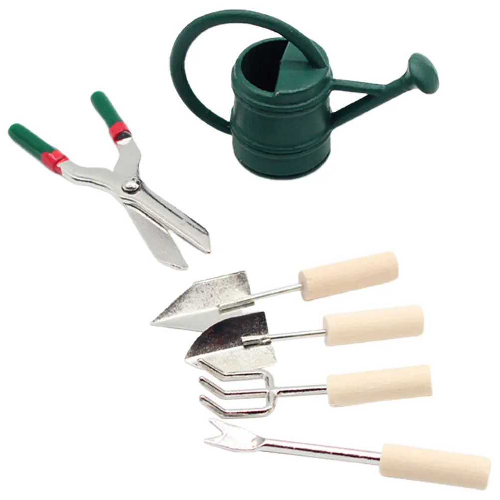 

Набор имитированных садовых инструментов: прочные миниатюрные аксессуары для домашнего сада, крошечная лейка, декор для микроландшафта, мини-инструменты для садоводства