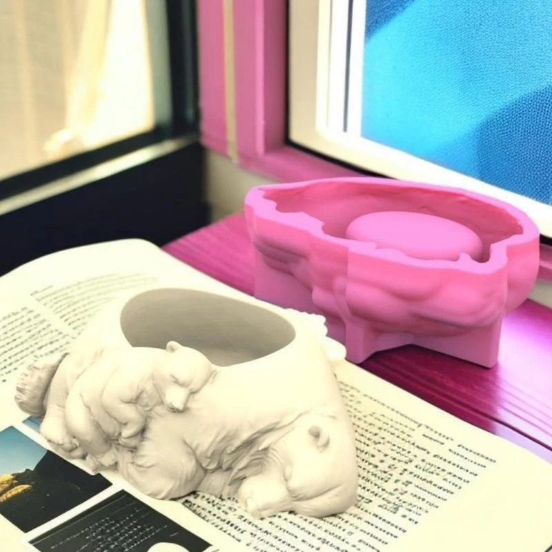 Sleeping Animal Shaped Planter Mold Flowerpots Molds Silicone Concrete Mould Drop shipping