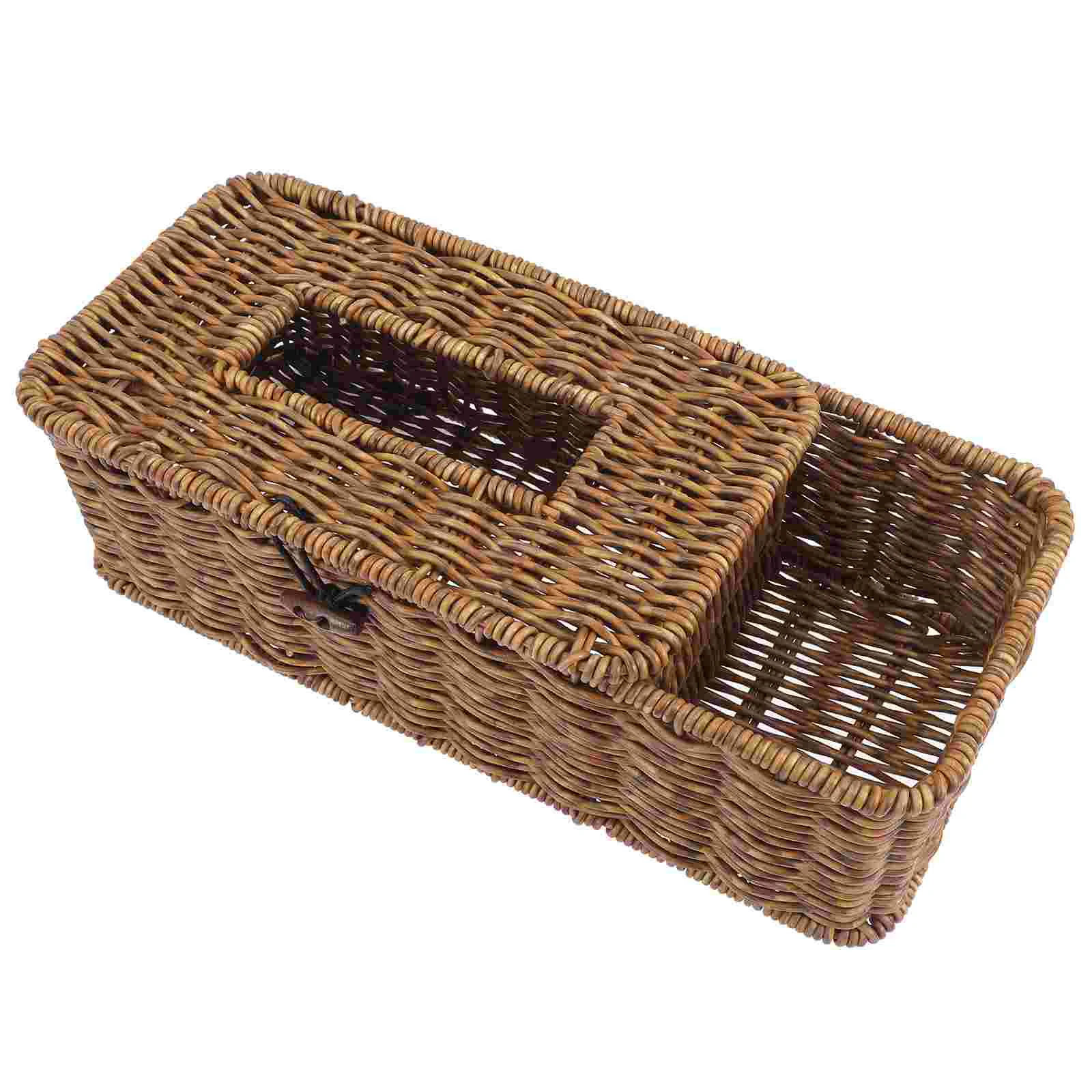 

Rattan Paper Box Tissue Cover Fake Woven Holders Simple Container Organizer Plastic Desktop Car Napkin