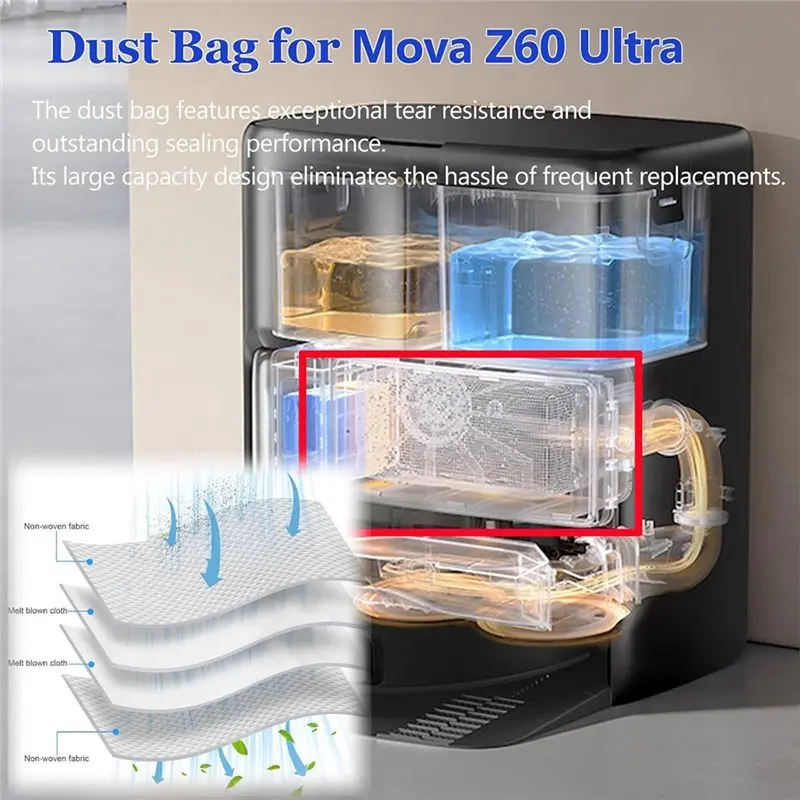 17PCS Spazzola principale Rullo Mop Sacchetti per la polvere Spazzola laterale per Dreame Mova Z60 Ultra Robot Aspirapolvere