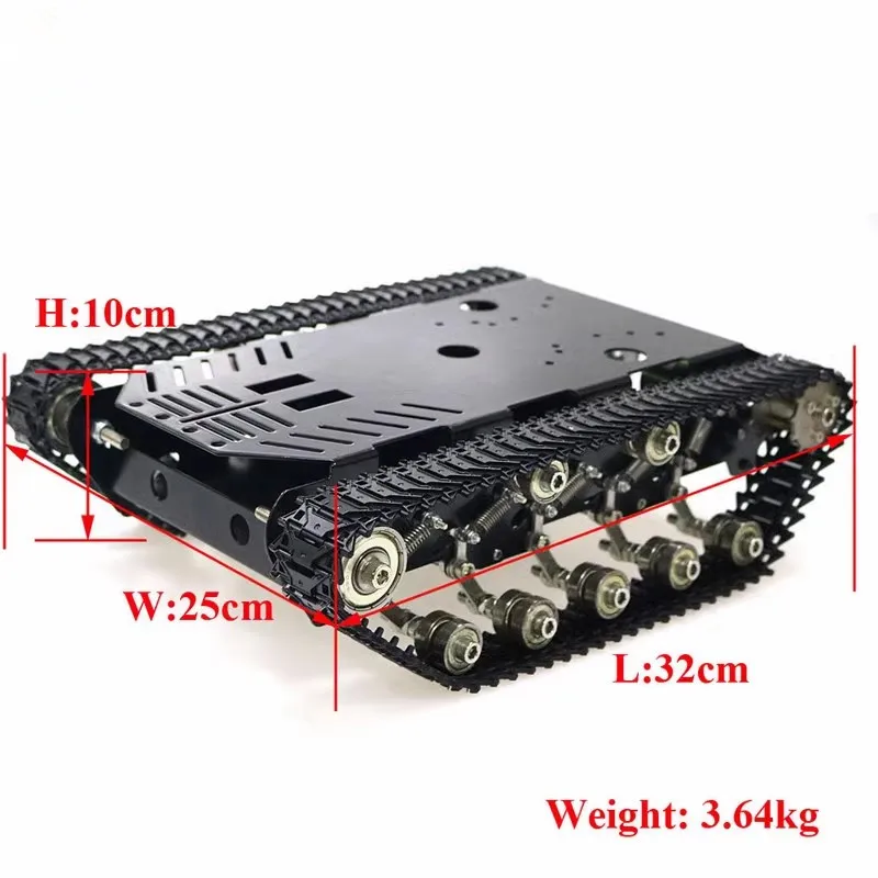 Metalowe podwozie czołgu z silnikiem Plstaic/Stainless Track Robot Car do zestawu robota ROS Programowalny samochód robotyczny RC