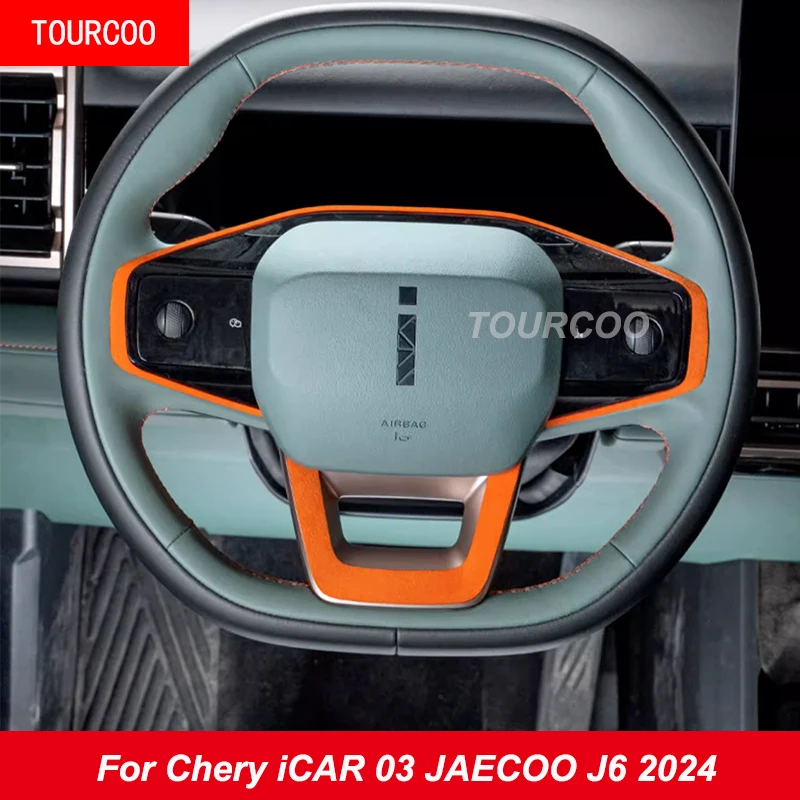 For Chery iCAR 03 JAECOO J6 2024 Car Steering Wheel Metal Suede Protective Sticker Alcantara Interior Accessories