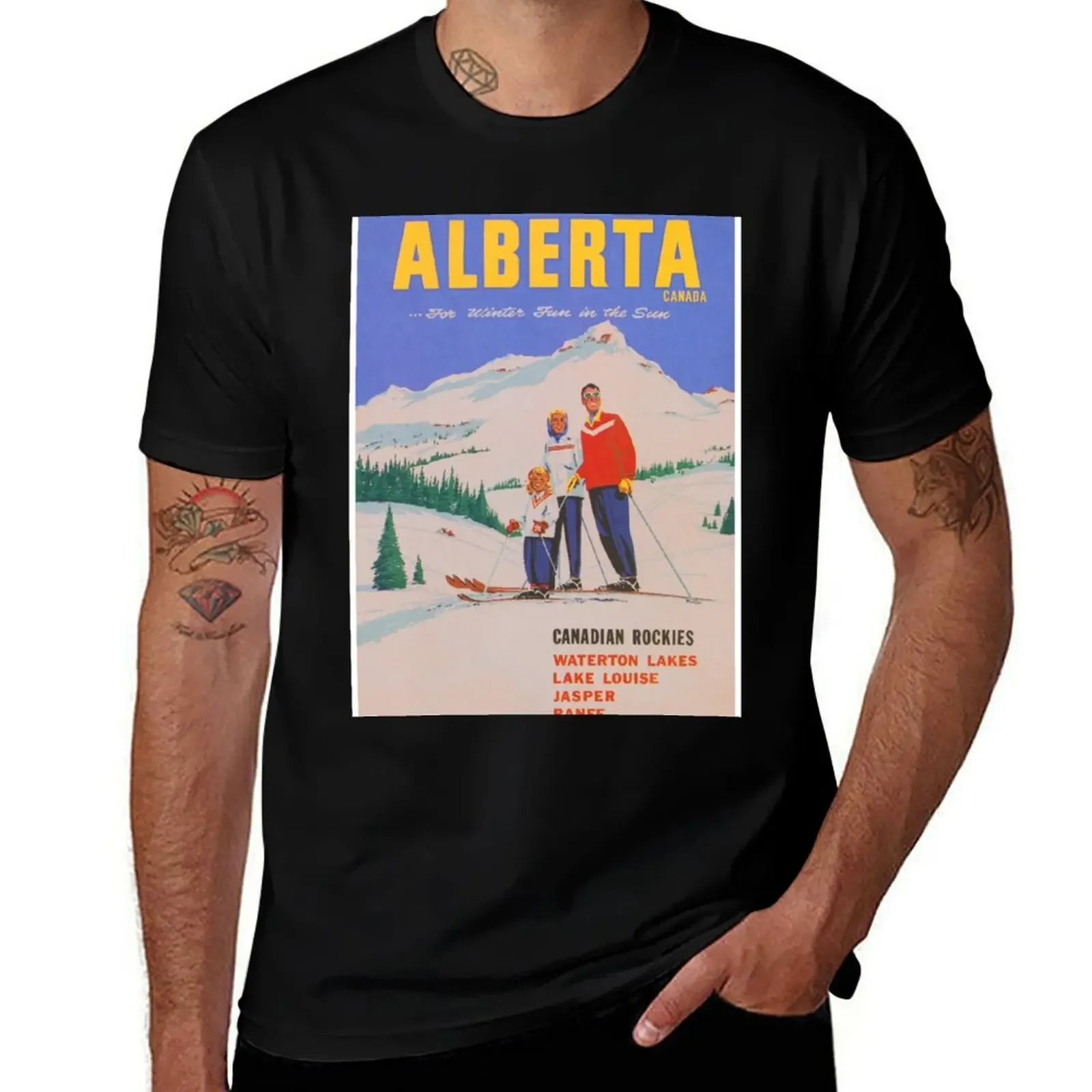 Alberta Canada Retro Vintage Ski Poster T-Shirt blanks new edition graphic tee shirt men clothings