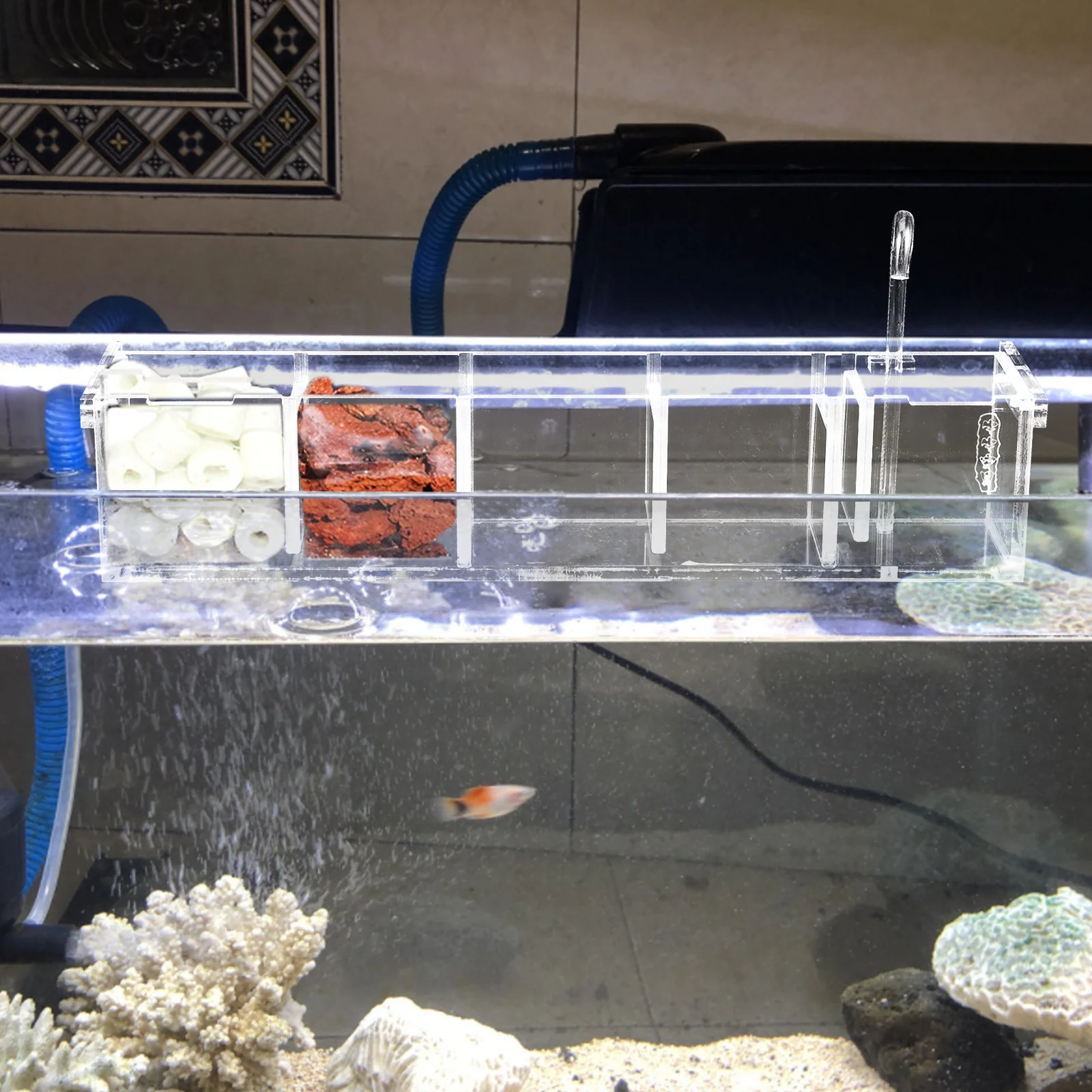 

Multifunctional Acrylic Fish Tank Filtration Box Aquarium Water Purification Filter Tool For Home Office Hanging Use Durable