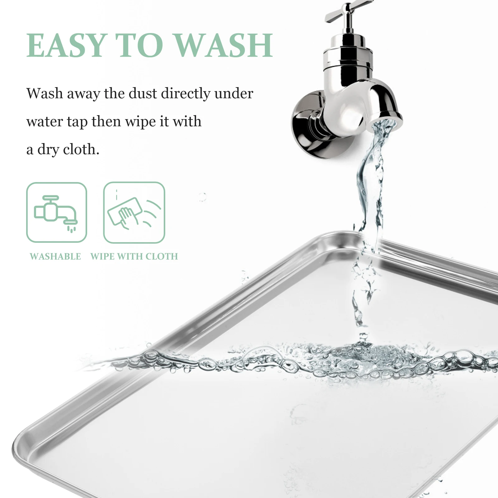 

Stainless Steel Rice Noodle Plate Large Rectangular Food Tray For Bbq Picnic Party Camping Kitchen Storage Dessert Snack