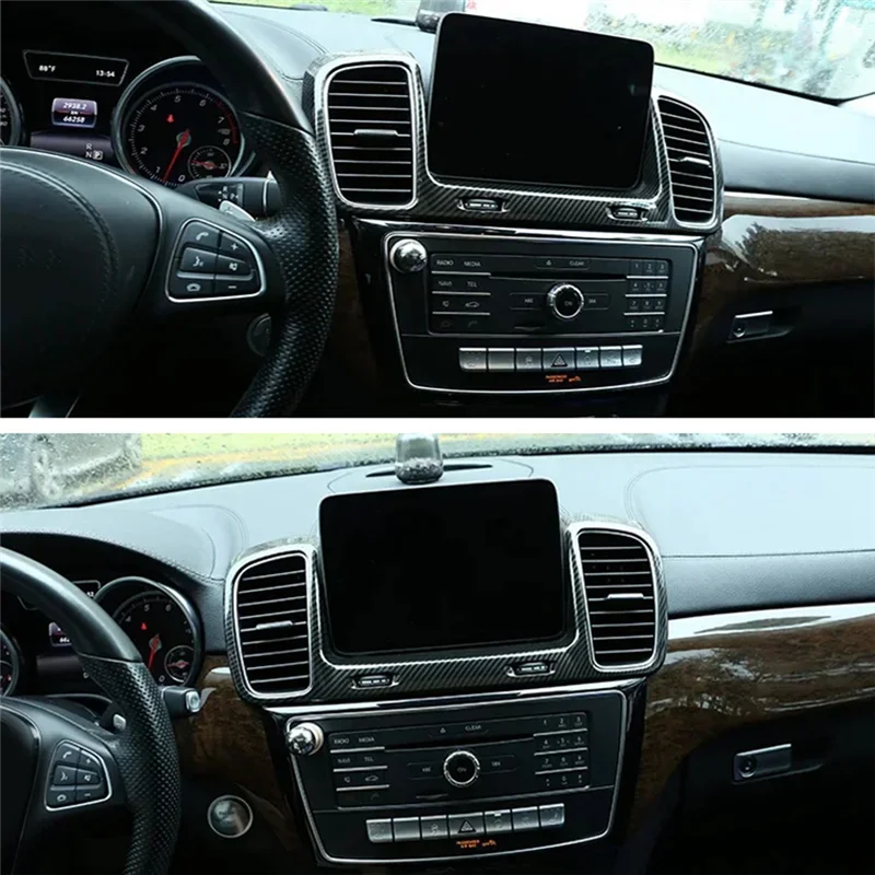 BB Carbon Car Central Control Air Vent Outlet Frame Accessories For Mercedes Benz GLS GLE W166 X166 2016-2019