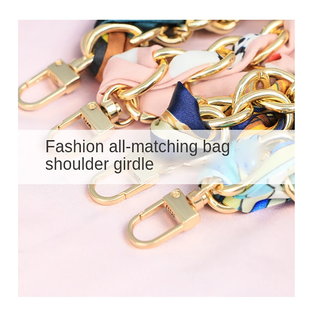 Suitable for  round  cake white  cosmetic bag transformation silk scarf chain Ladies chain ​strap accessories