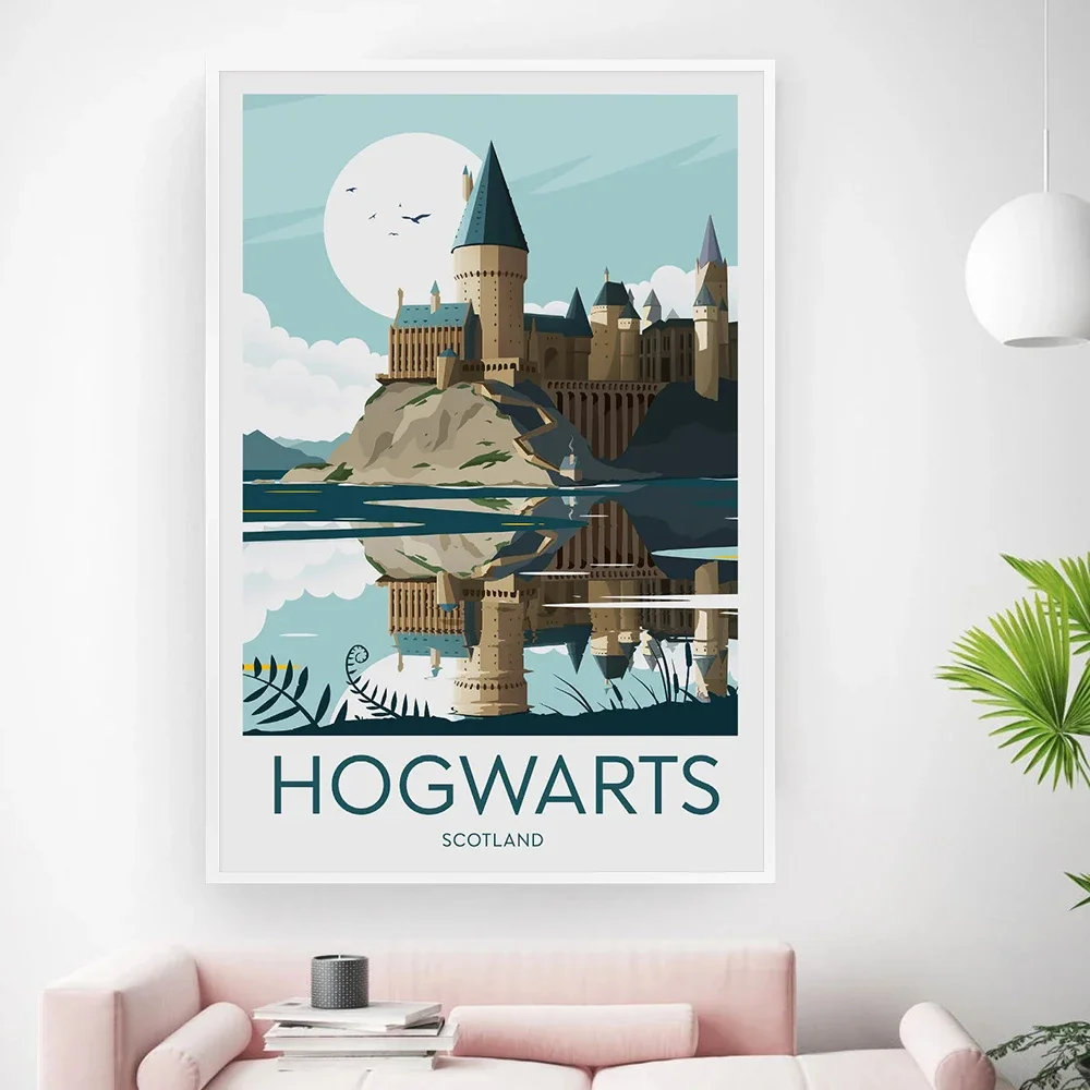 Film Aesthetics Wall Art Hogwarts Castle Sun HD Oil on Canvas Posters and Prints Home Bedroom Living Room Decoration Gifts