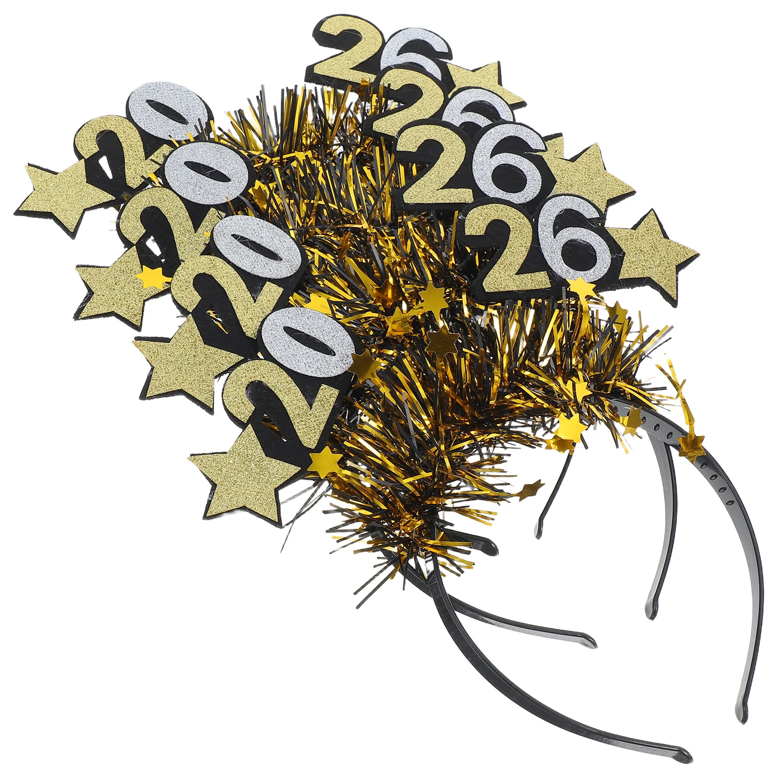 

4 Pcs 2026 Headband Glitter Star Sequins Tiara Happy New Year Prom Graduation Party Headdress Cloth Decorations