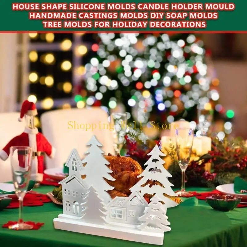 

KX4B Tree Mould House Holder Molds DIY Castings Molds Silicone Molds