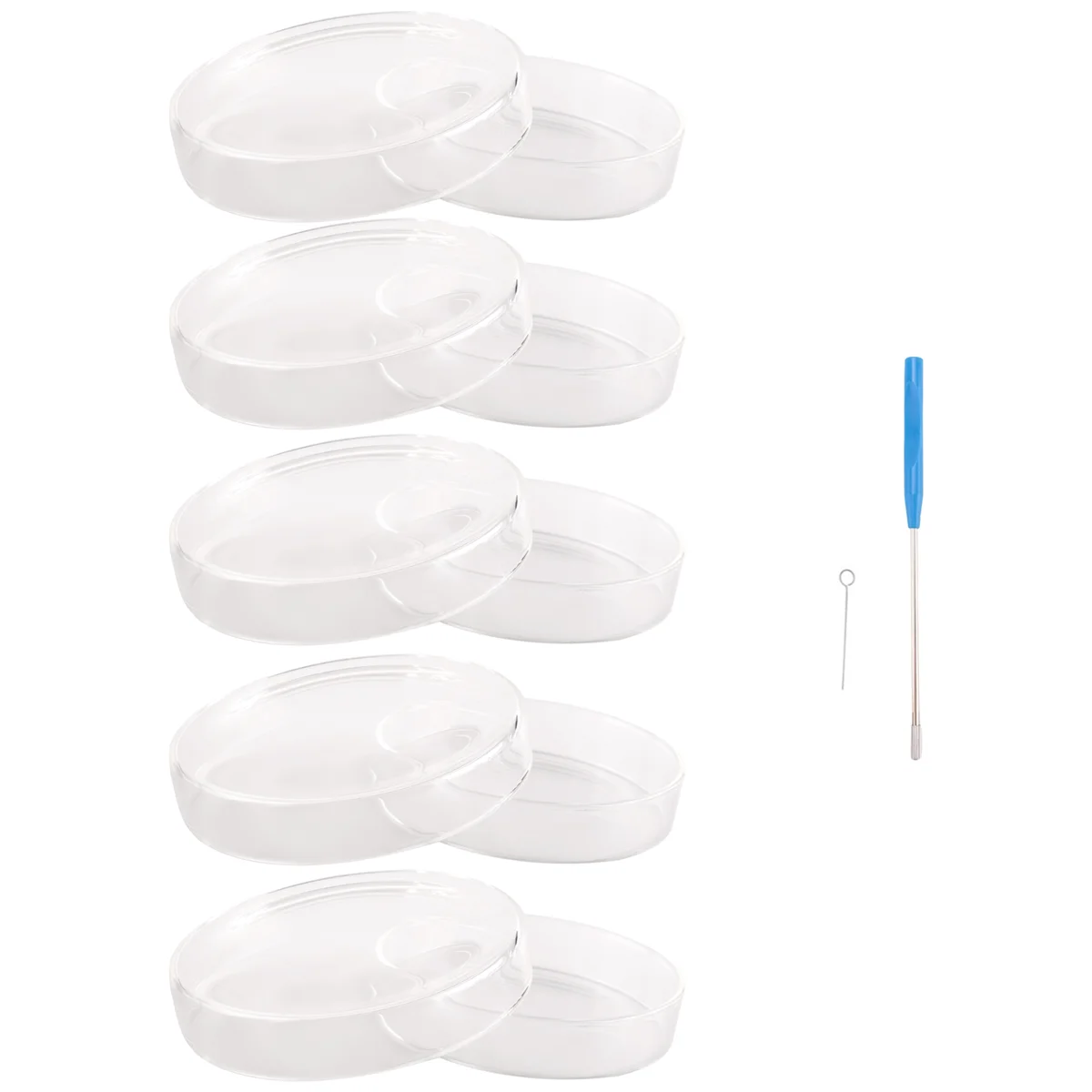 

100 mm Glass Petri Dishes, 10 Pcs Autoclavable Lab Petri Plates with A Inoculation Loop, Autoclavable and Reusable