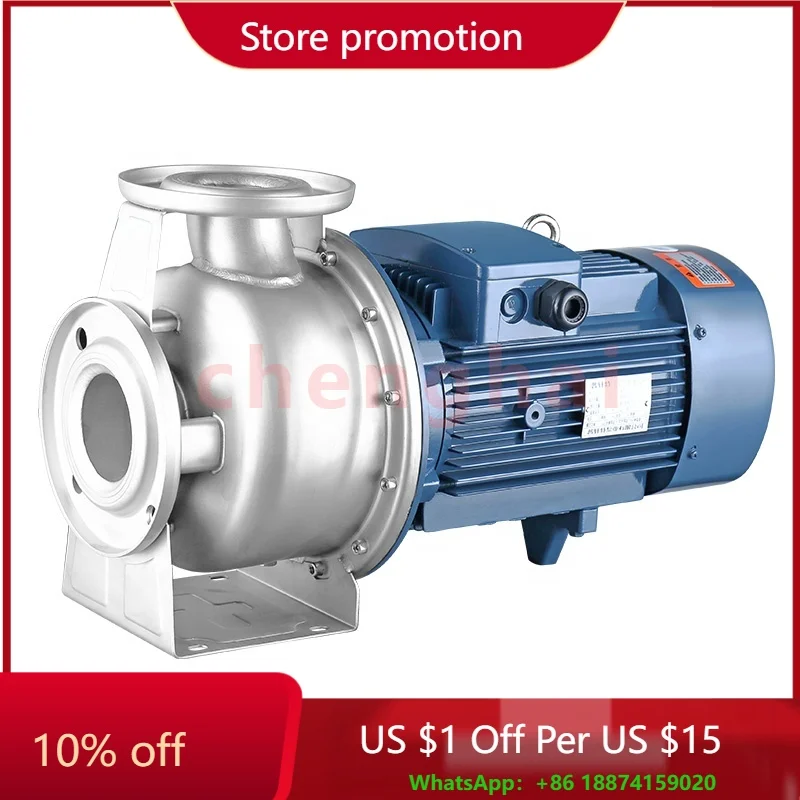 

Мощный одноступенчатый горизонтальный центробежный промышленный насос из нержавеющей стали мощностью 15 л.с., кабель высокого давления, медный