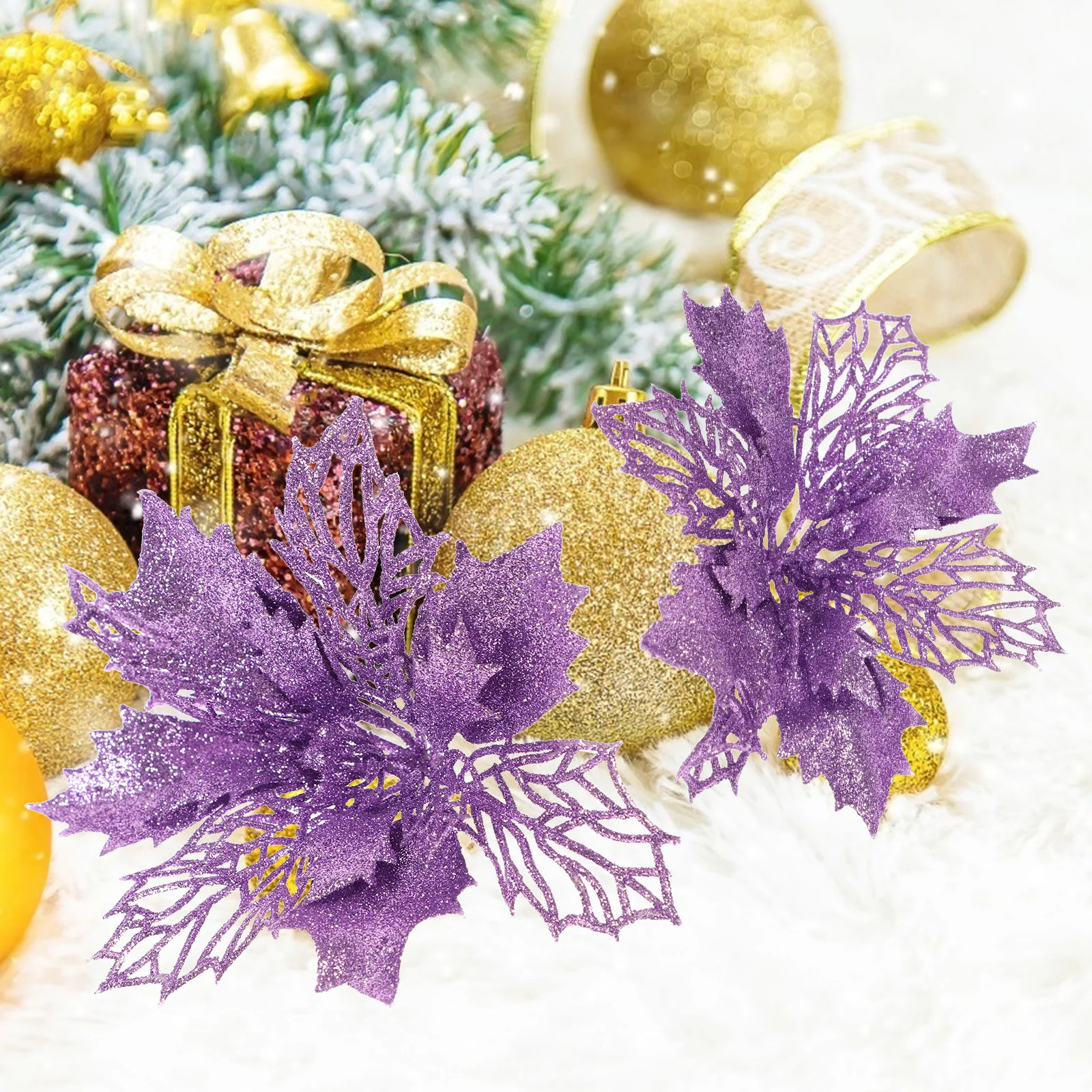 Décor de pendentif de guirxiété de fleurs d'arbre de Noël, poinsettias de fard à joues de simulation pour les vignes rouges