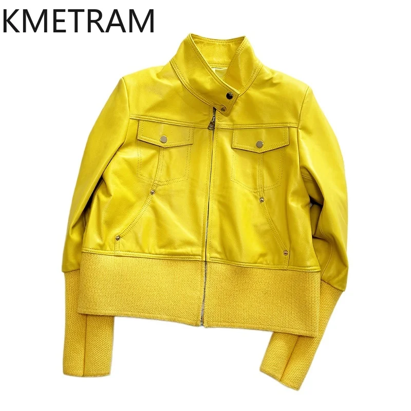 100% Top Layer Sheepskin Jackets Woman Stand Collar Short Real Leather Jacket New in Outerwears Autumn Women Clothing 2025 سترات