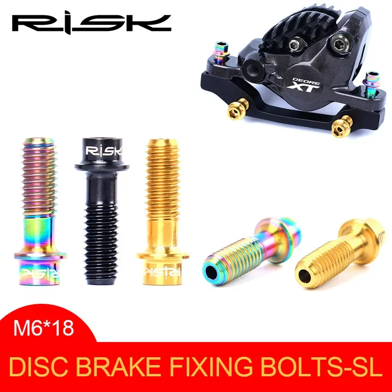 RISK 4pcs M6x18mm Titanium Hollow Bicycle Bolt for Disc Brake Ultralight Bike AB Conversion Stem Fixing Screws for MTB Road Bike