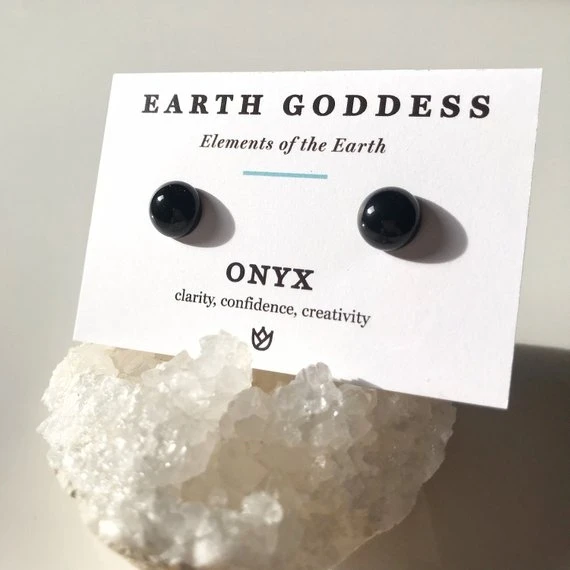 Black Onyx Stud Earrings. Clarity, Confidence and Creativity Jewelry. by Earth Goddess