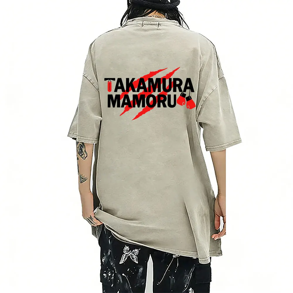 

Anime Hajime No Ippo Retro Washed T-shirt Takamura Hawk KGB T Shirts Kamogawa Boxing Gym Tee Shirt Men Vintage Oversized Tshirt
