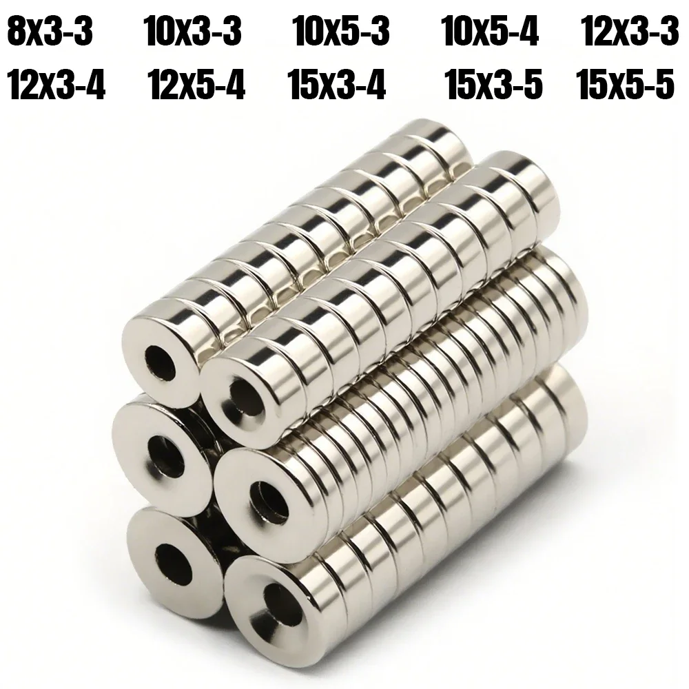 Round With Holes Super Strong Neodymium Magnet Powerful Magnets N35 Permanent Magnetic NdfeB Refrigerator 10x5-3/12x5-4/15x5-5mm