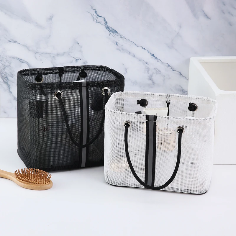 1pc Reise Tragbare Lagerung Tasche Mesh Kosmetik Tasche Toilettenartikel Make-Up Veranstalter Tasche Wasserdichte Handtasche Große Kapazität Strand Tasche