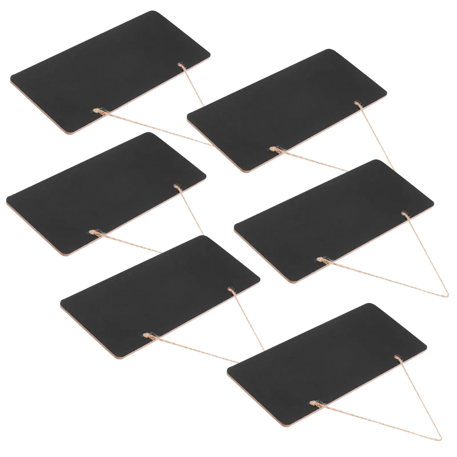 6Pcs Wooden Hanging Chalkboard Sign Small Blackboard for Meeting Room Cafe Wall Decor Flower Shop Price Tag Message Board